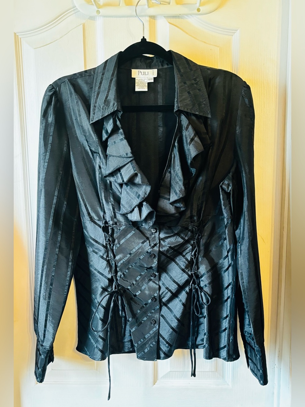Black PULI Corset Button Up Blouse